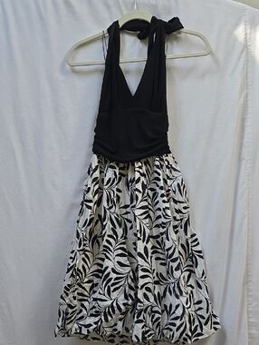 London Times Black And White Halter Dress